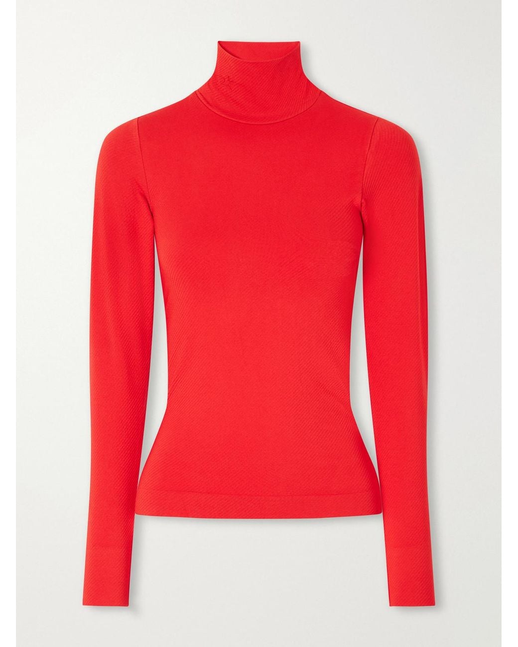 Perfect Moment Red Ribbed Thermal Modal-Blend Turtleneck Base Layer