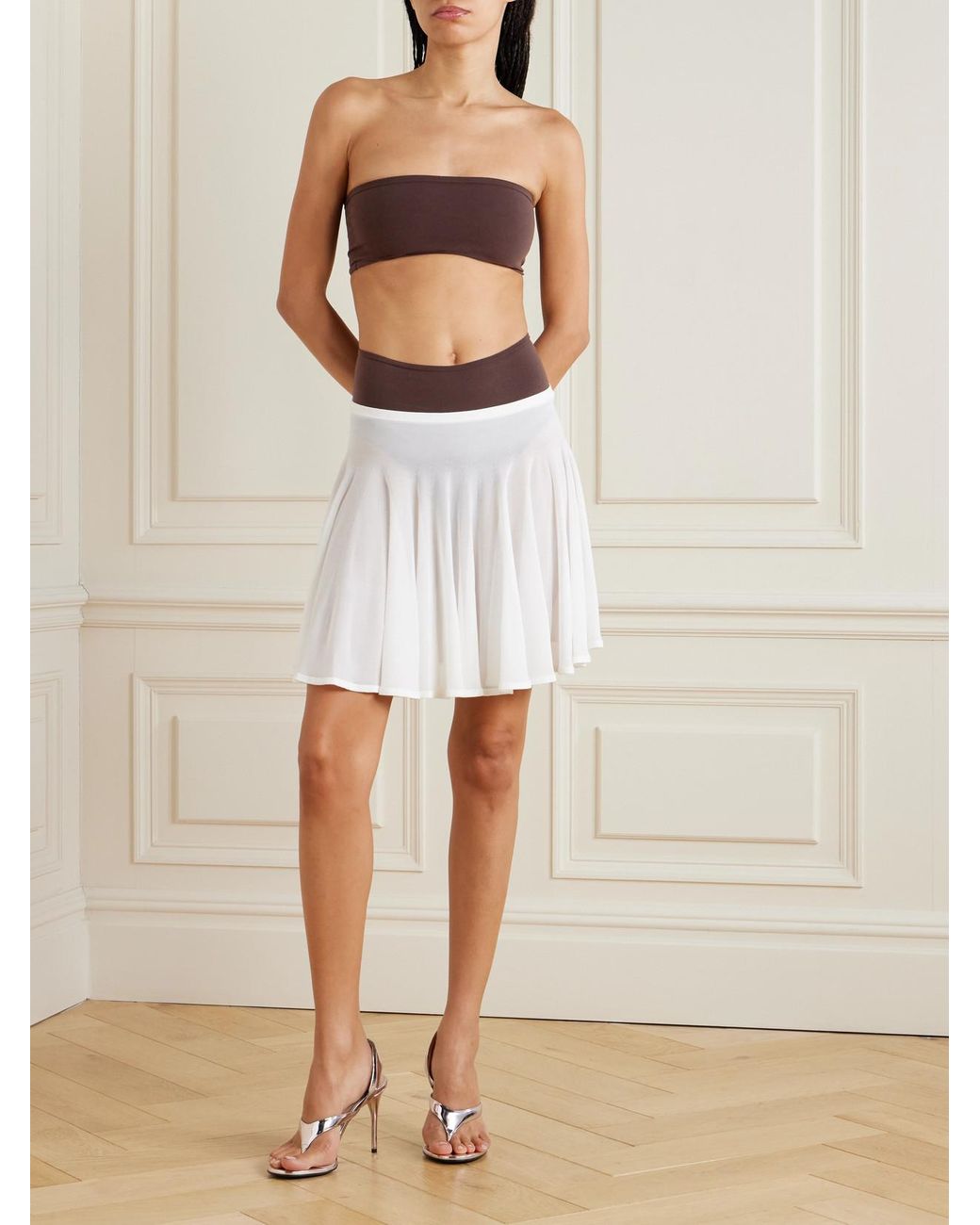 Alaïa Brown Stretch-Jersey Bandeau Bra And Briefs Set