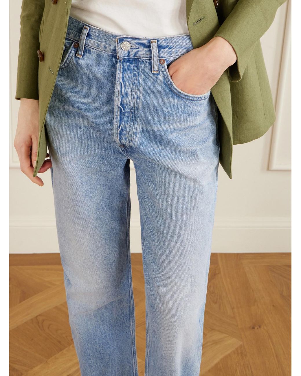 Agolde Blue 90's Regenerative Mid-Rise Straight-Leg Jeans