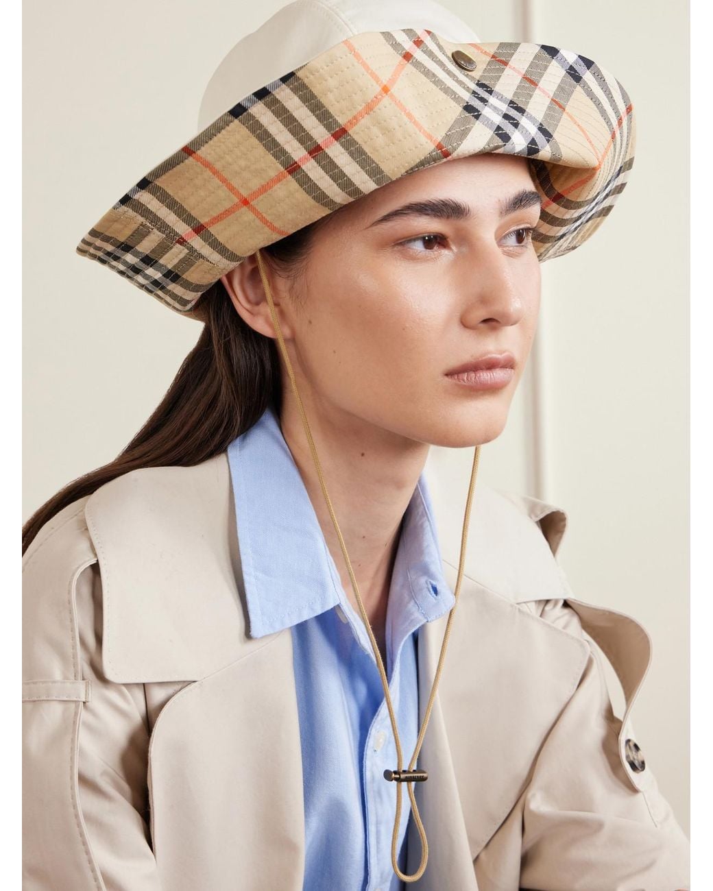 Burberry Natural Checked Cotton-Gabardine Sunhat
