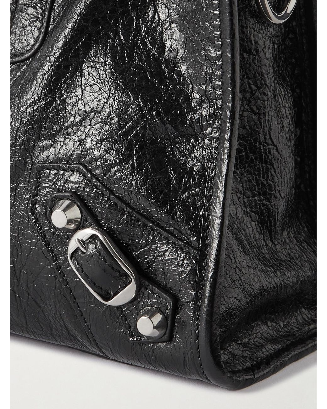 Balenciaga Black Le City Medium Textured-Leather Tote