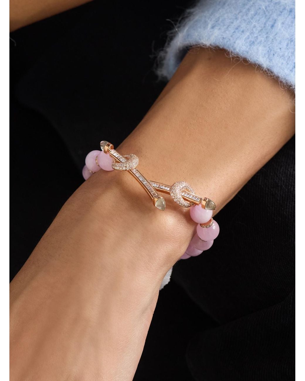 ANANYA Pink Chakra 18-Karat Rose Multi-Stone Bracelet