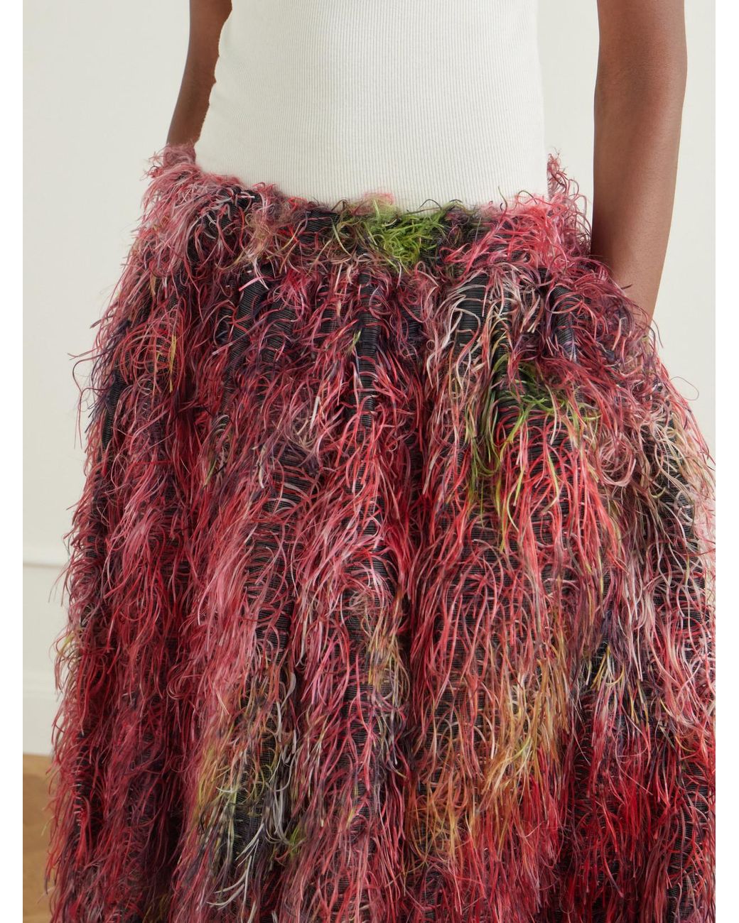 Comme des Garçons Textured Fringed Midi Skirt