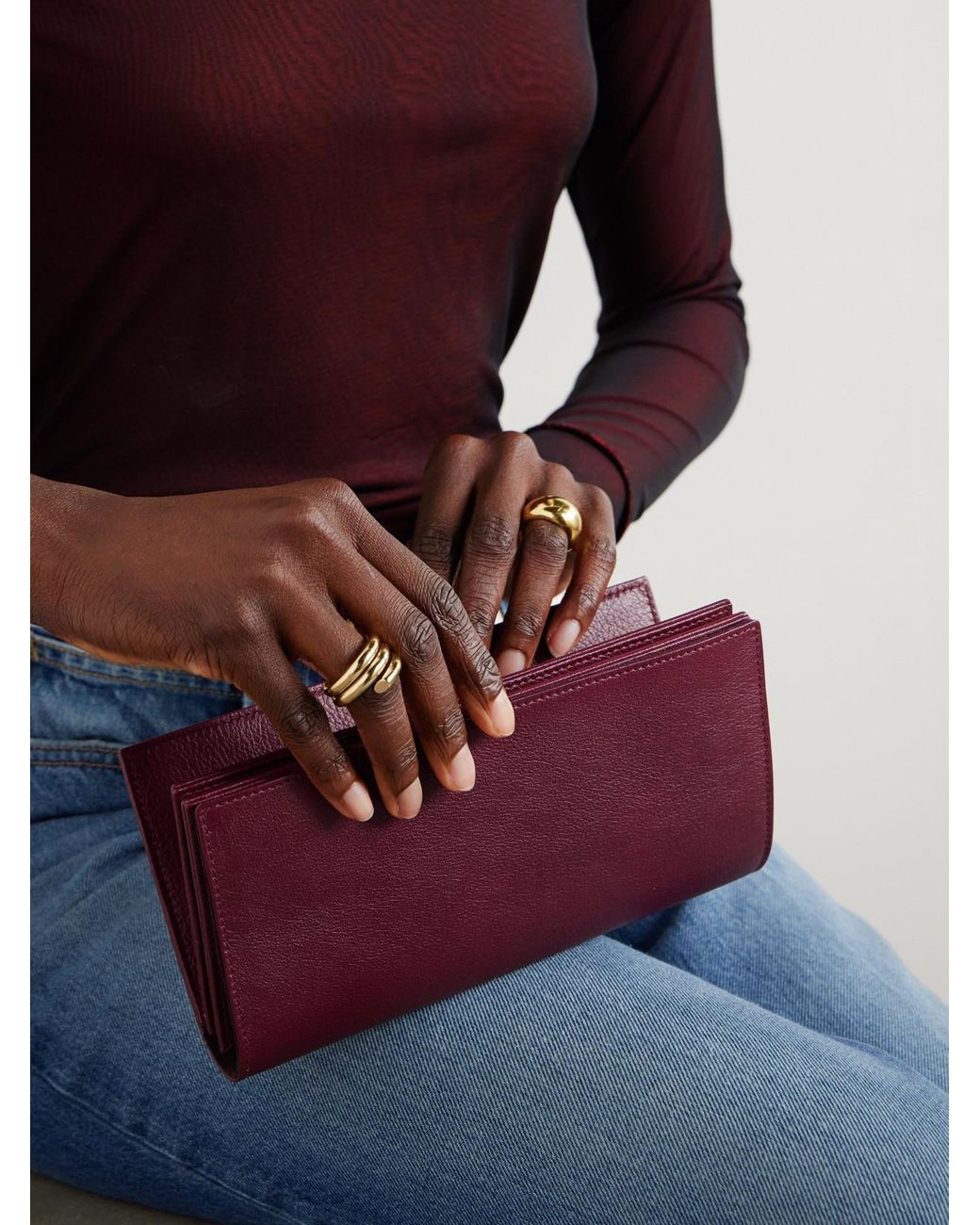 Metier Purple Textured-Leather Pouch