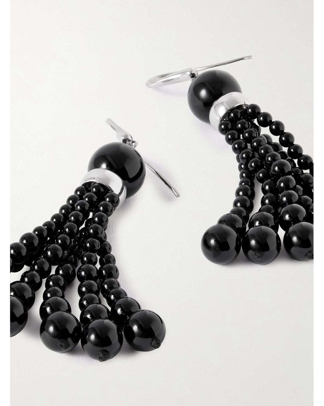 Le Sundial Black Venice Opera Tasseled Onyx Earrings