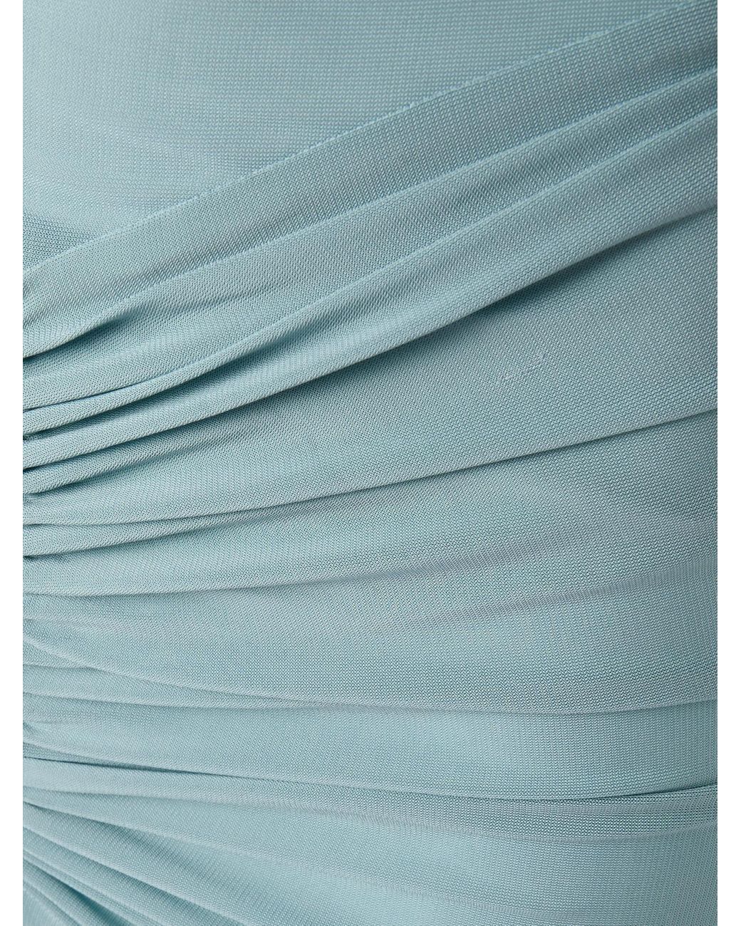 Alaïa Blue Ruched Stretch-Jersey Midi Dress