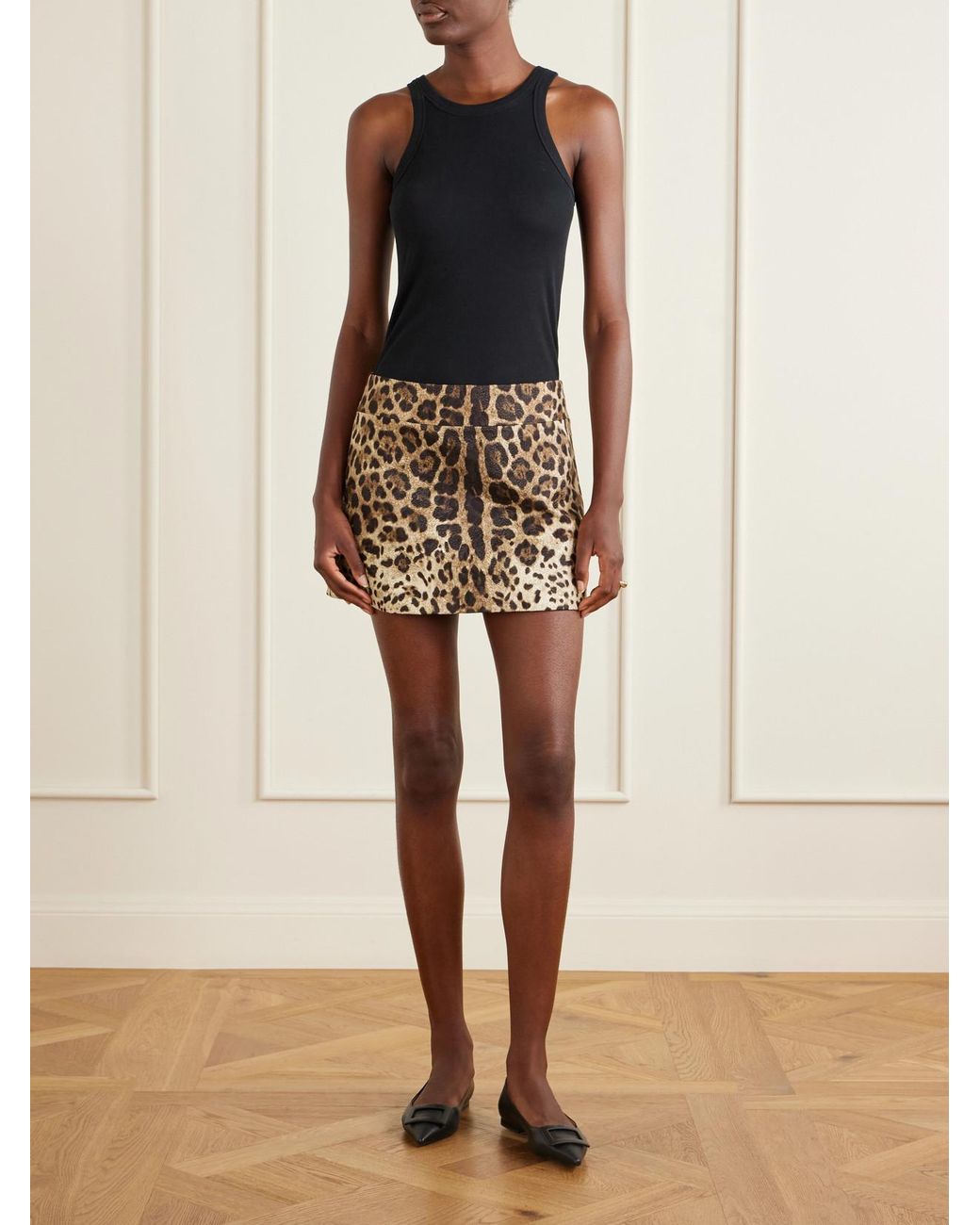 Dolce & Gabbana Multicolor Leopard-Print Cotton Mini Skirt