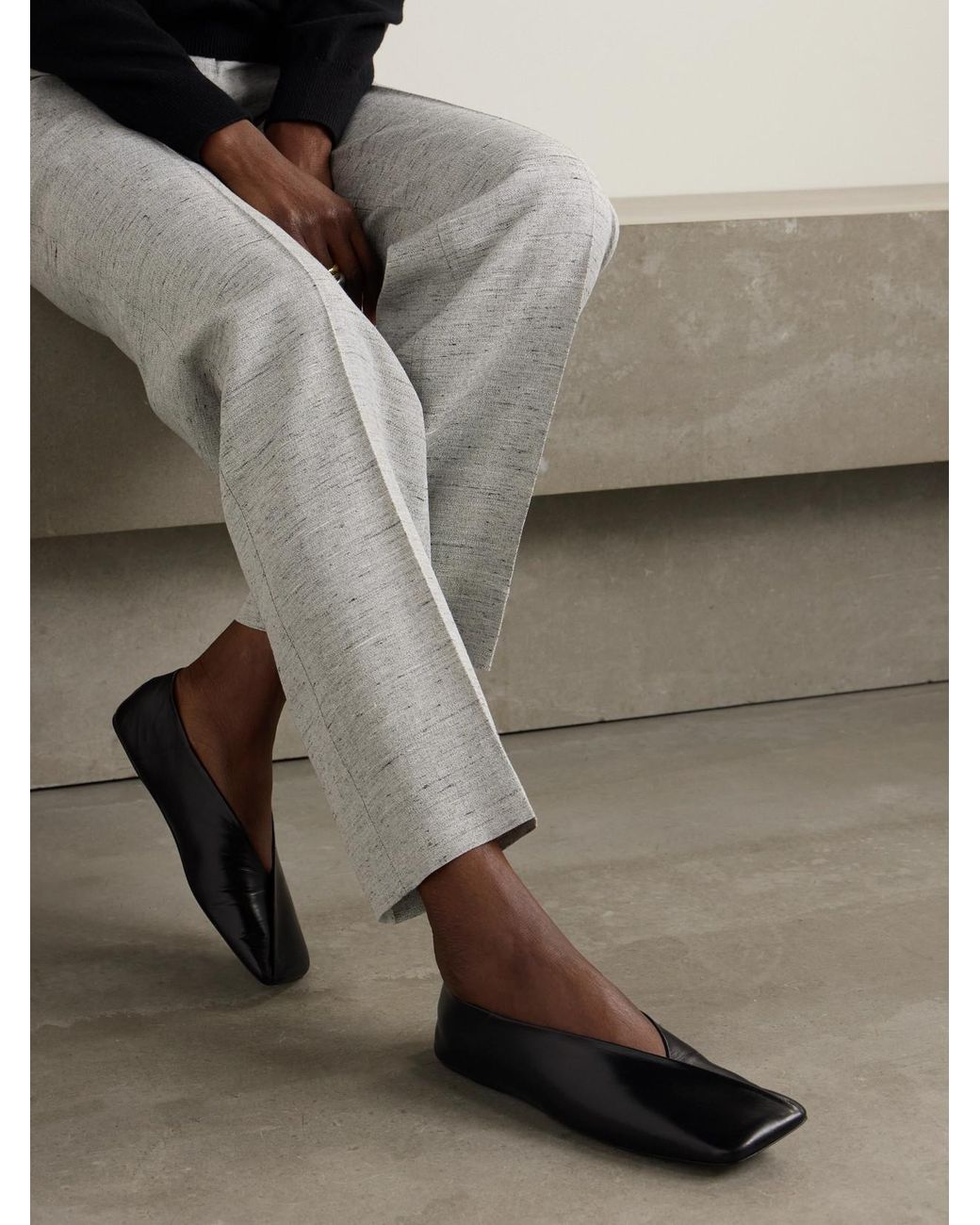 フラットシューズ JIL SANDER Leather ballet flats JIL SANDER Leather Mary Jane ballet flats | NET-A-PORTER