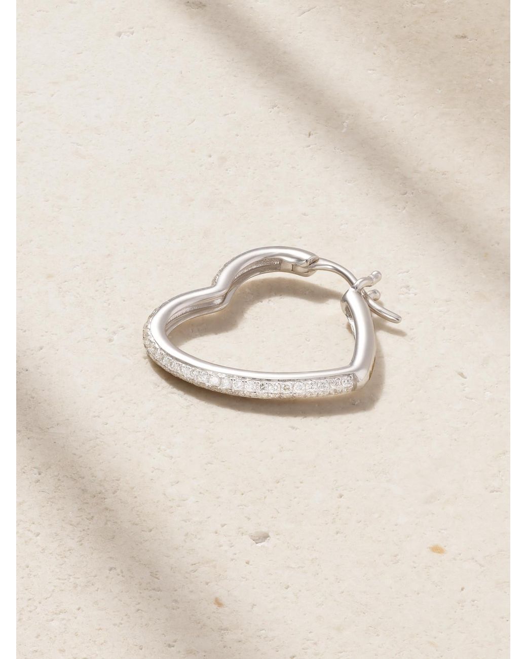 Yvonne Léon Natural Créole Coeur 18-Karat Diamond Single Hoop Earring