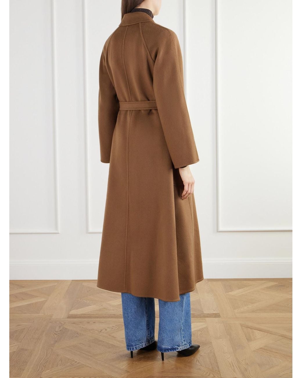 Max Mara Brown Trenna Belted Cashmere-Flannel Coat
