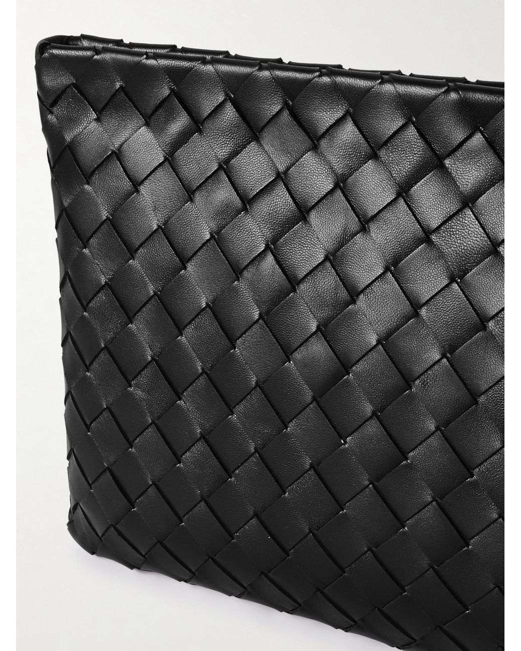 Bottega Veneta Black Medium Intrecciato Leather Pouch