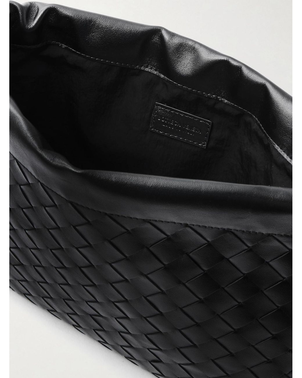 Bottega Veneta Black Dustbag Medium Intrecciato Leather Clutch