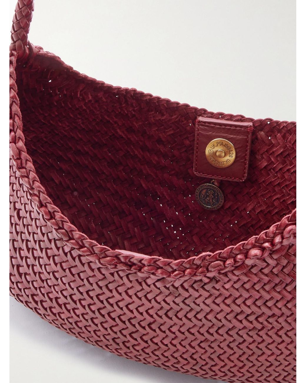Dragon Diffusion Nova Luna Woven Leather Shoulder Bag in Red | Lyst