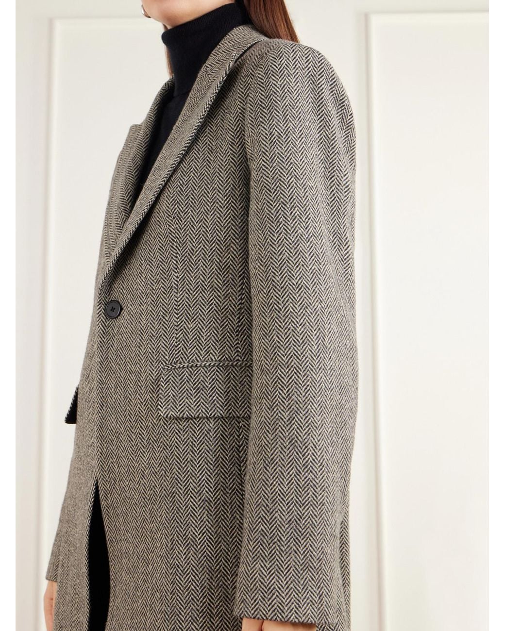 Polo Ralph Lauren Gray Herringbone Wool-Blend Twill Coat