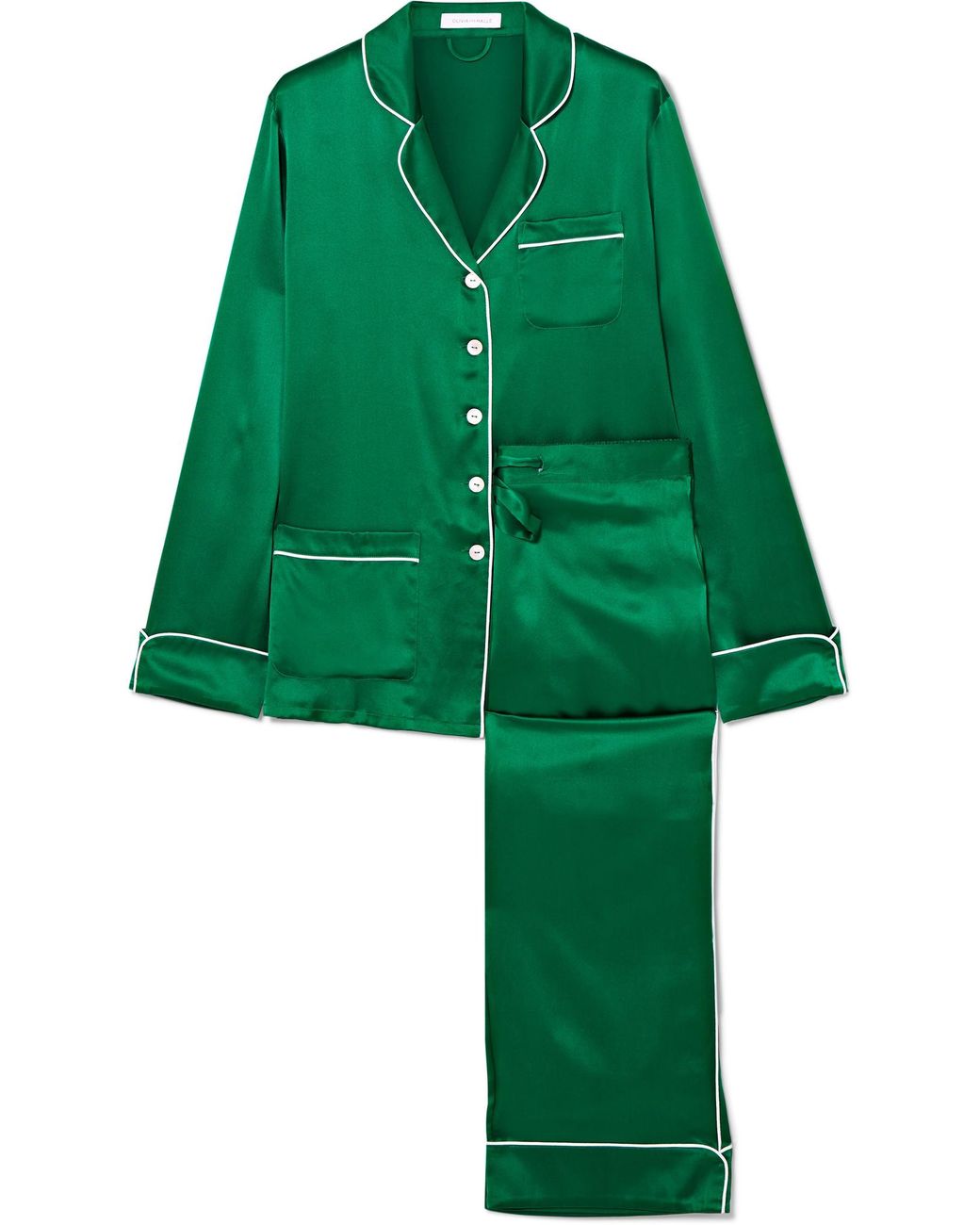 Olivia Von Halle Coco Silk-satin Pajama Set in Green | Lyst