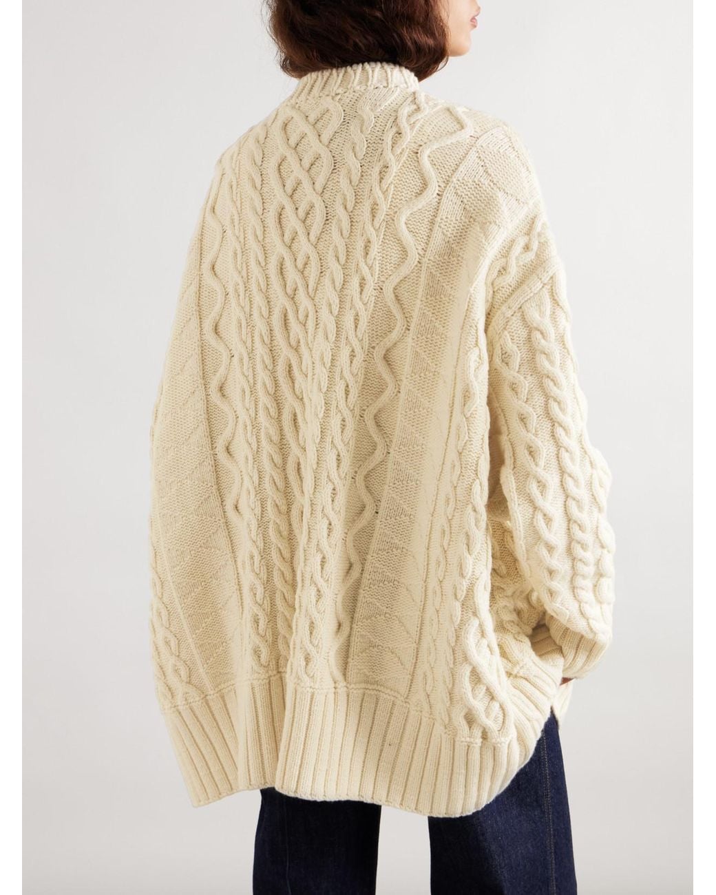 Bottega Veneta Natural Oversized Cable-Knit Wool Sweater