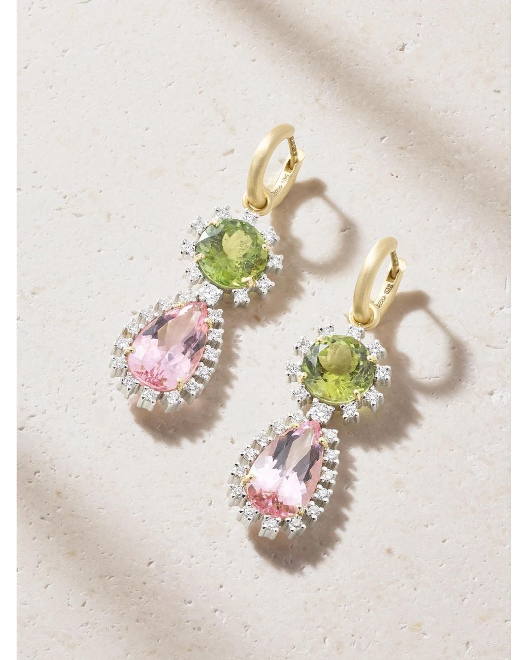 Irene Neuwirth Natural Gemmy Gem 18-Karat And Diamond, Tourmaline And Morganite Earrings