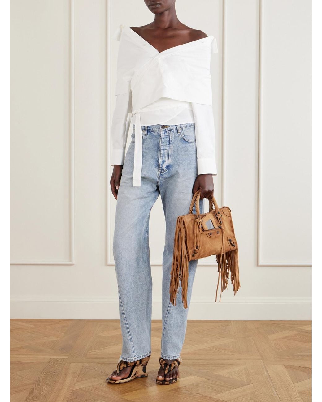 Balenciaga Brown Le City Small Fringed Suede Shoulder Bag