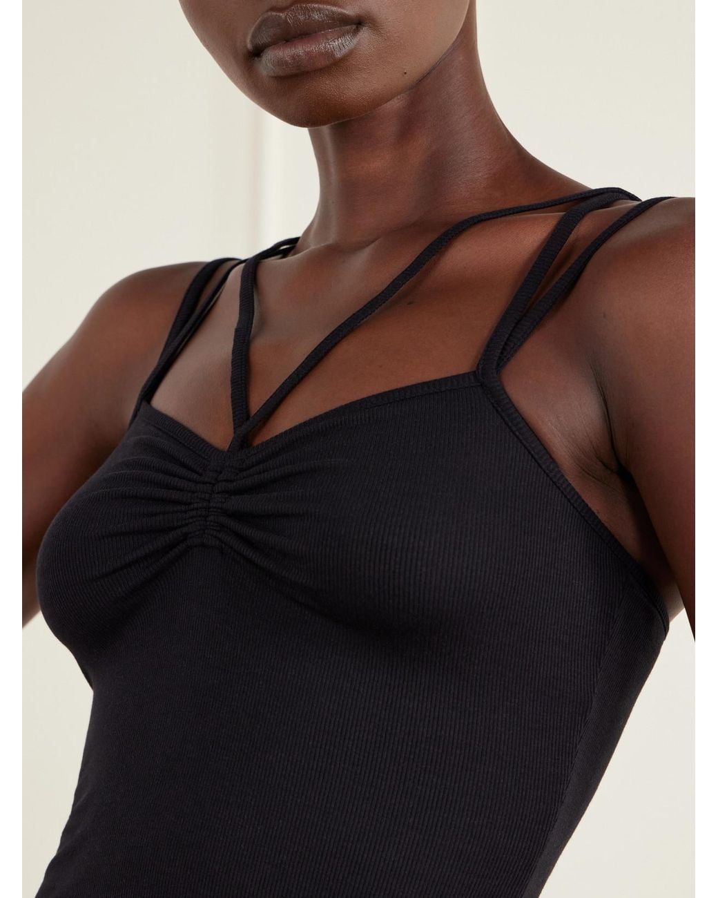 Eres Black Nadia Multi-Strap Ribbed Stretch-Modal Tank