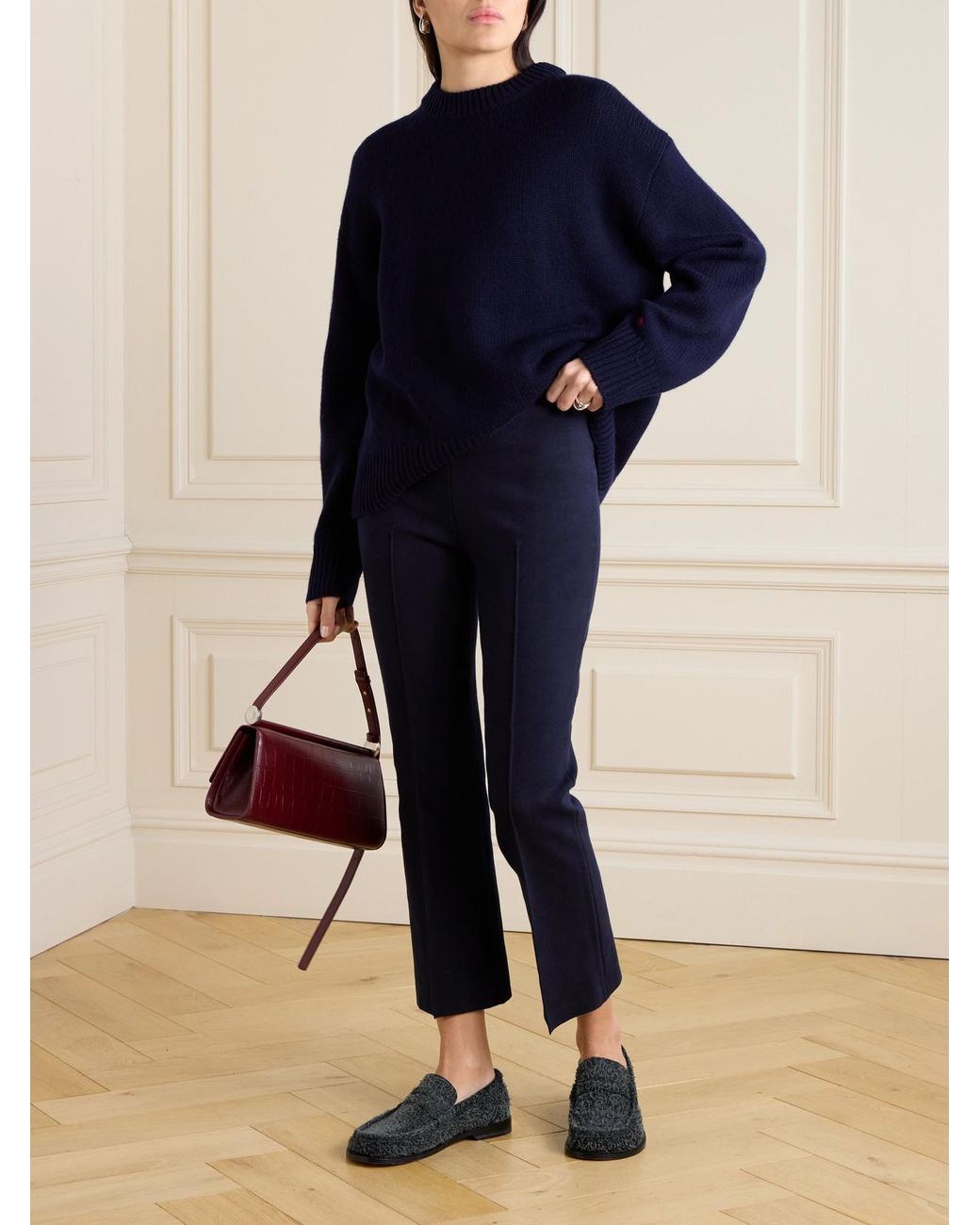 High Sport Blue Kick Cropped Stretch-Cotton Flared Pants