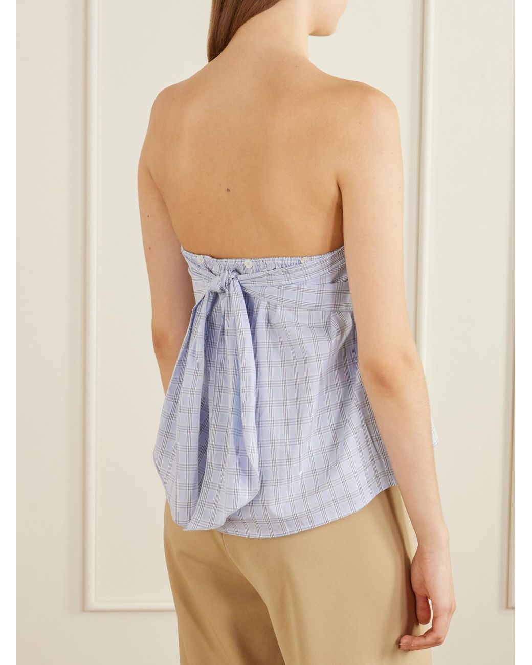 Deiji Studios White Flow Checked Organic Cotton Blouse