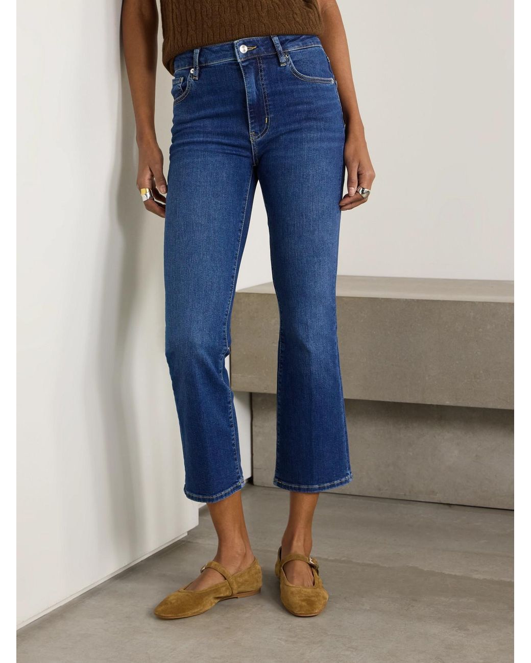 FRAME Blue The Reboot Crop High-Rise Tapered Jeans