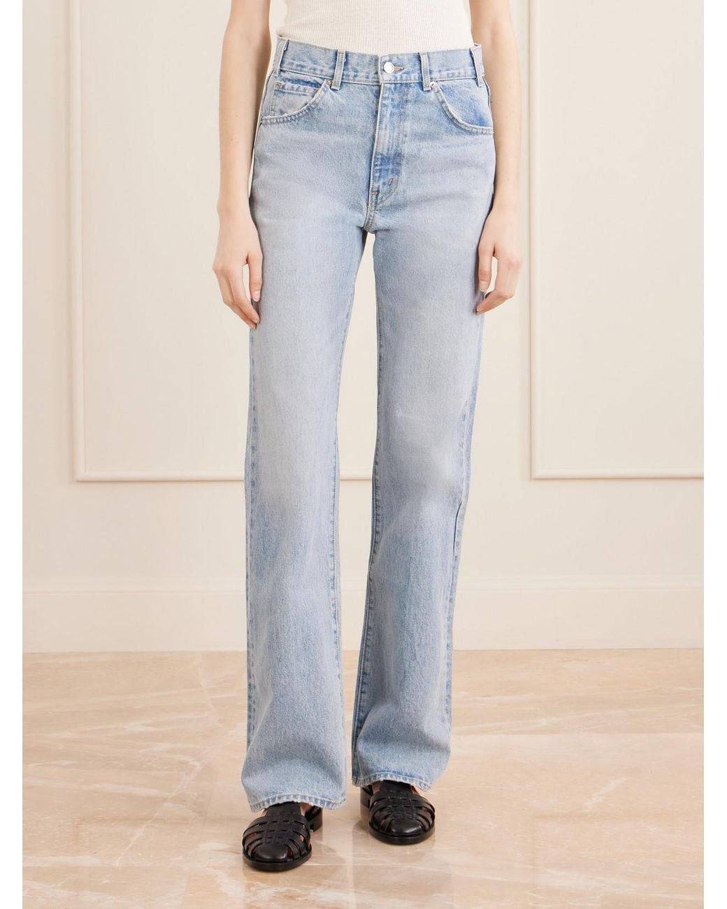 Nili Lotan Blue Joan High-Rise Straight-Leg Jeans