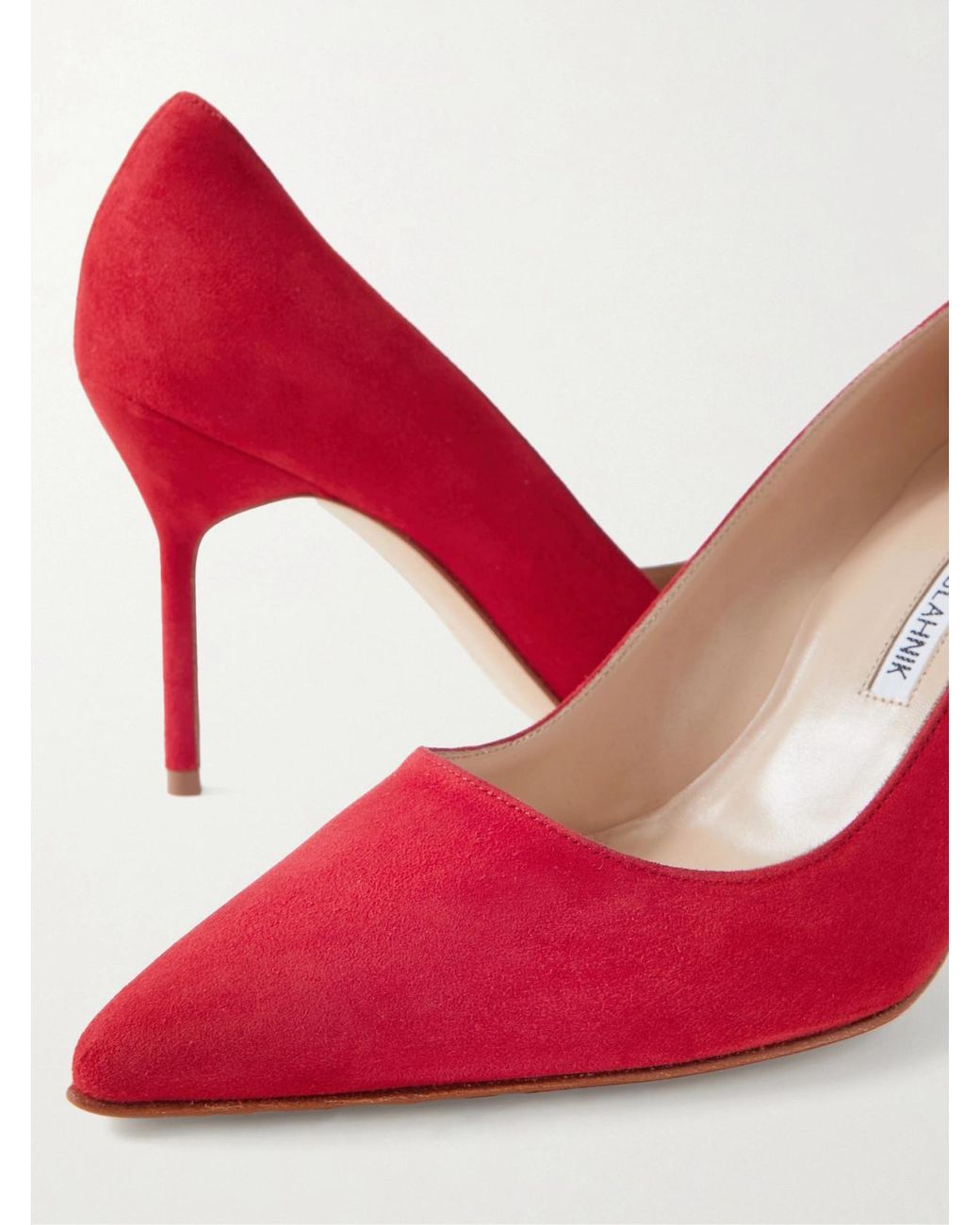 Manolo Blahnik Red Bb 90 Suede Pumps