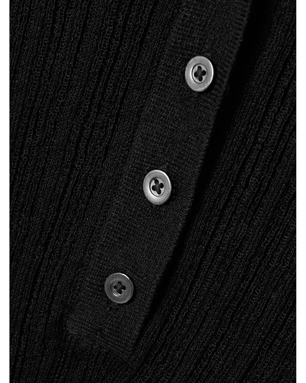 Skims Sheer Knit Long Sleeve Henley in Black | Lyst