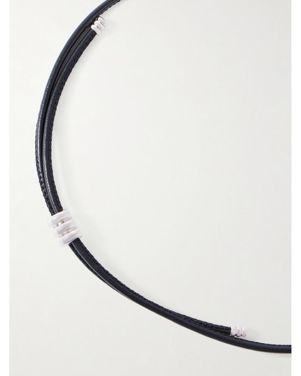 DEHANCHE Metallic Hollyhock Beaded And-Toned Leather Necklace