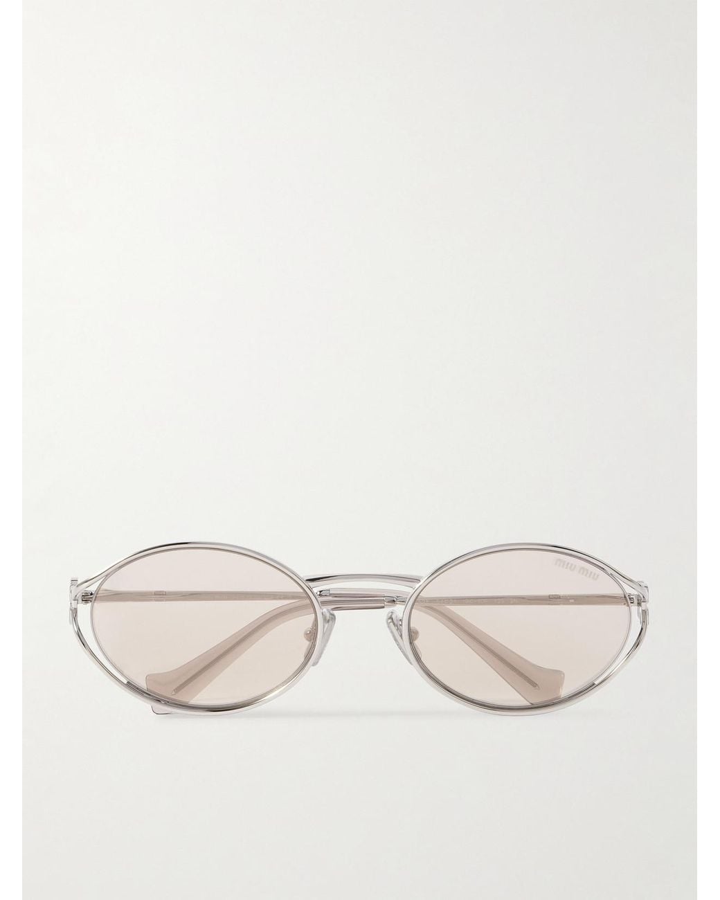 Miu Miu Natural Oval-Frame-Tone Sunglasses