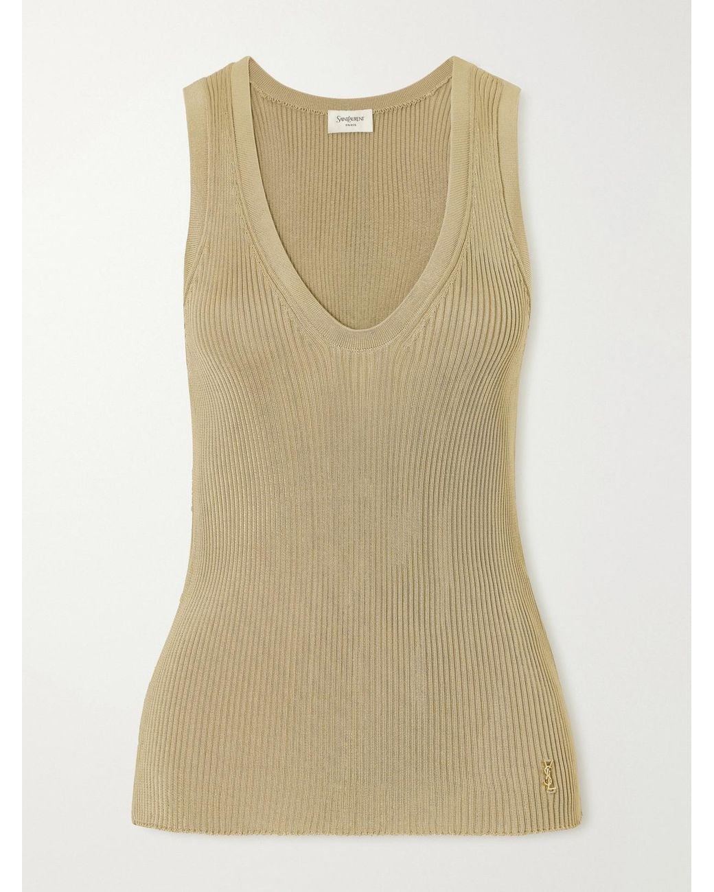 Saint Laurent Natural Ribbed Tank