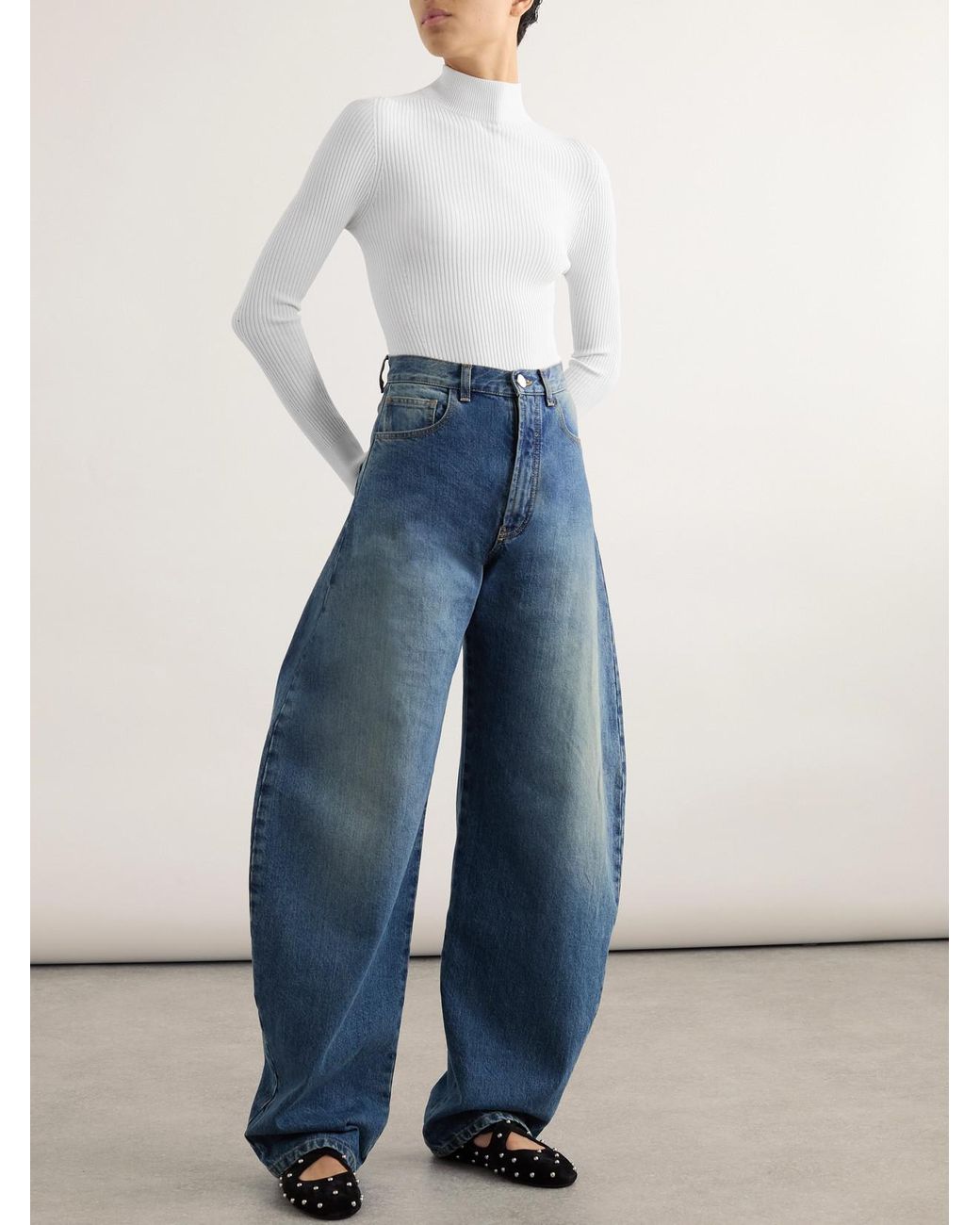 Alaïa White Ribbed-Knit Turtleneck Bodysuit