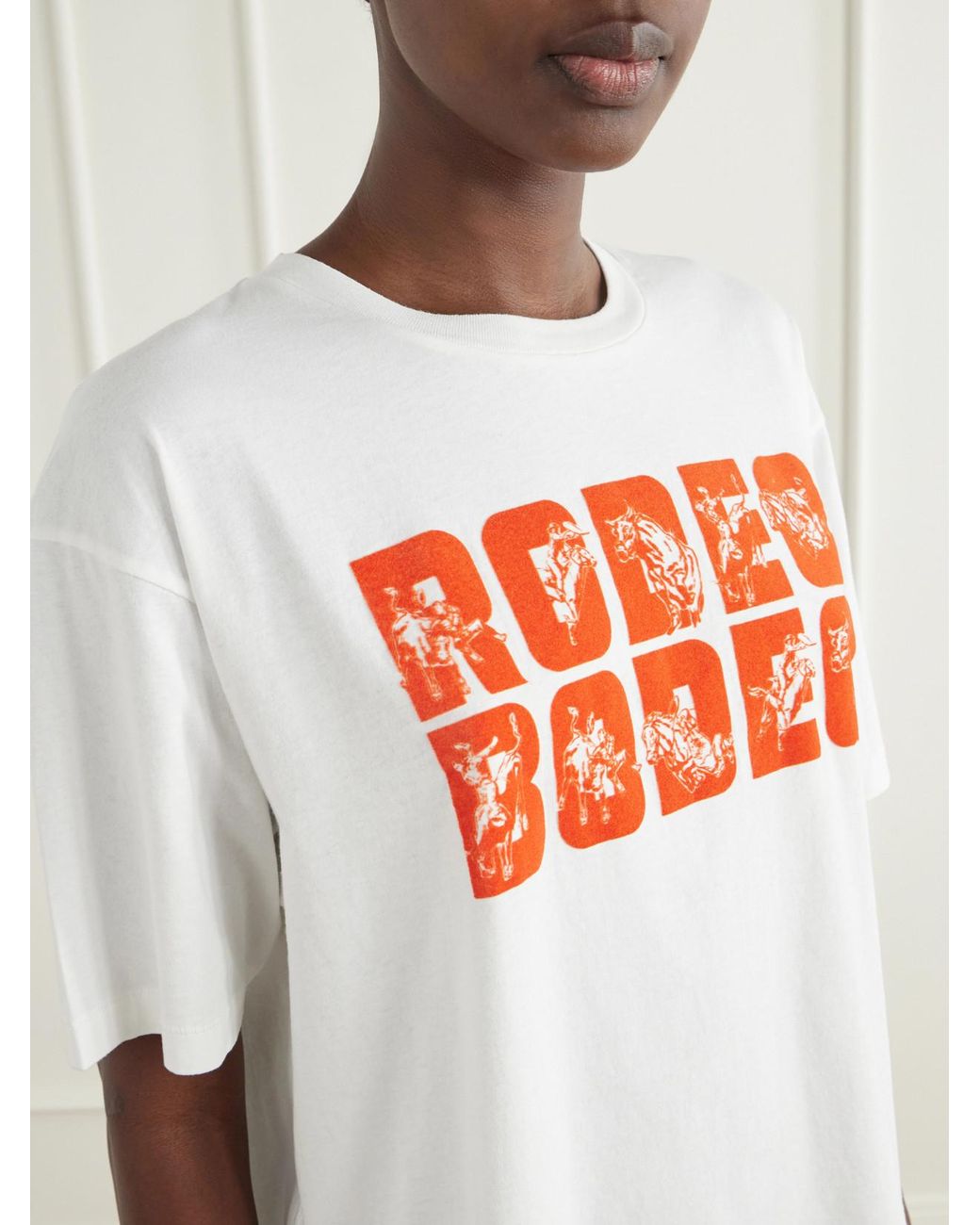 Bode White Rodeo O Printed Cotton-Jersey T-Shirt