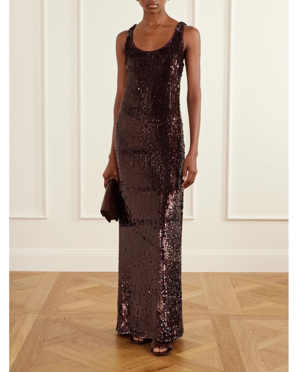 Jonathan Simkhai Red Sequined Maxi Dress