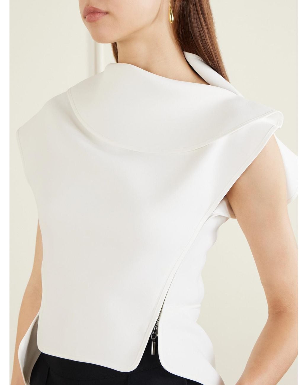 Maticevski White Whirl Asymmetric Layered Crepe Top