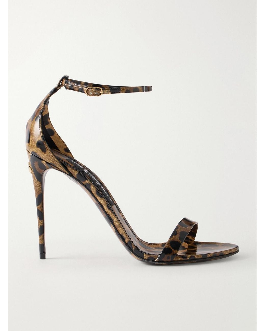 Dolce & Gabbana White Leopard-Print Leather Sandals