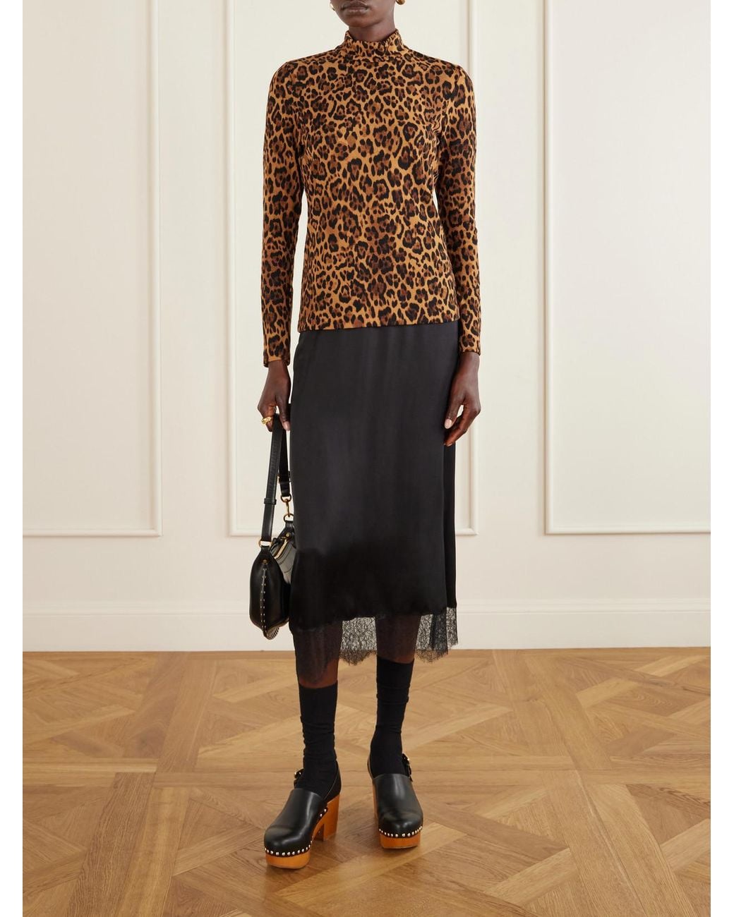 Anna Sui Brown Leopard-Print Turtleneck Sweater