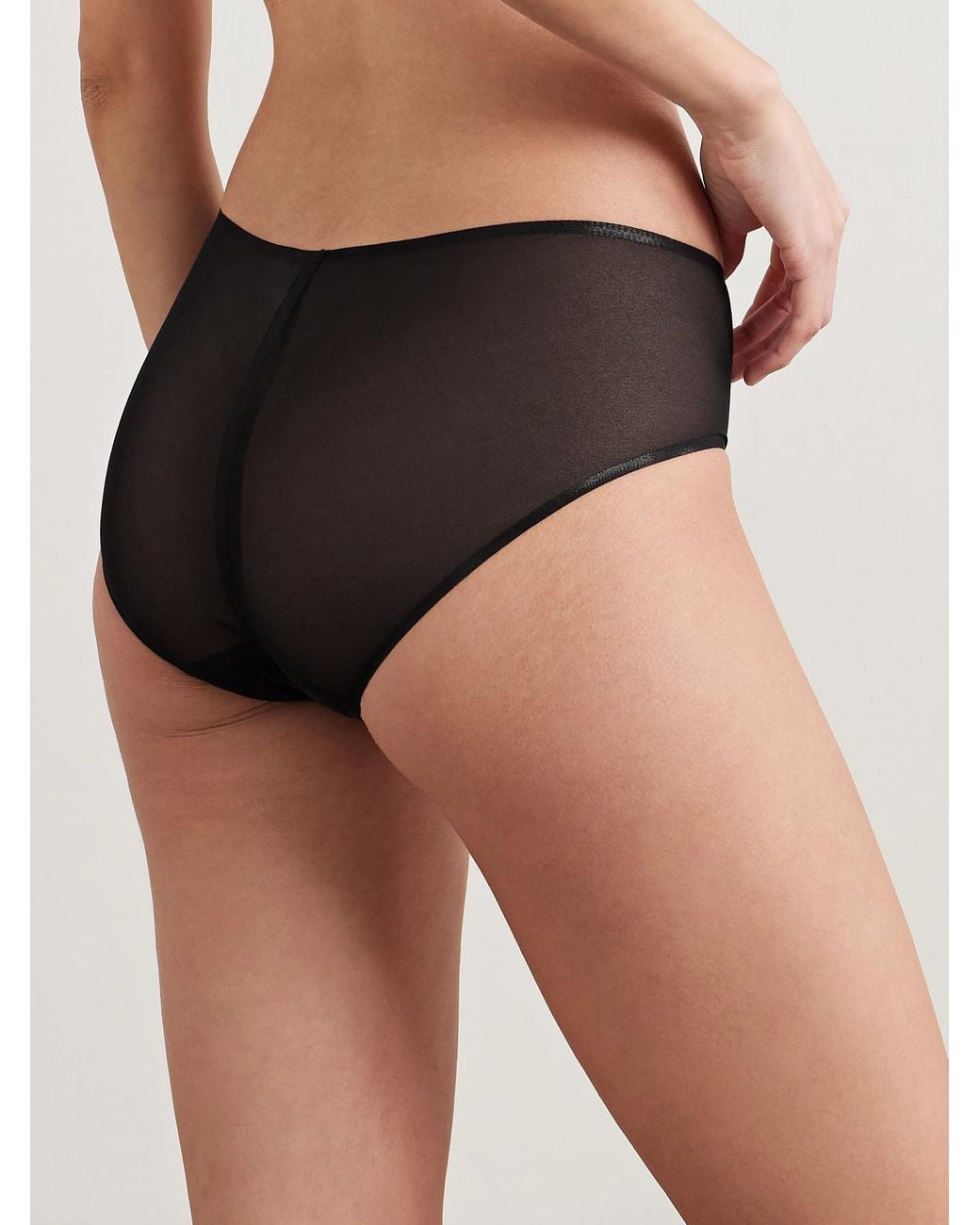 Commando Black Stretch-Mesh Briefs