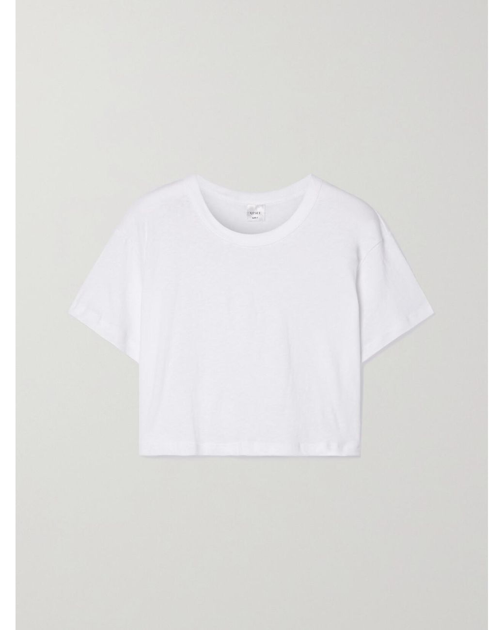 Leset White Cropped Slub Cotton-Jersey T-Shirt