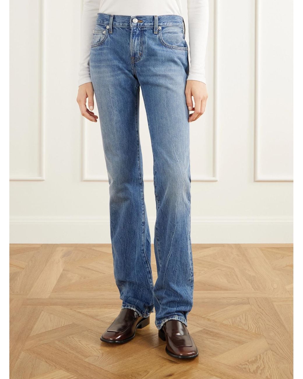 ÉTERNE Blue Chevy Low Rise Straight Jeans
