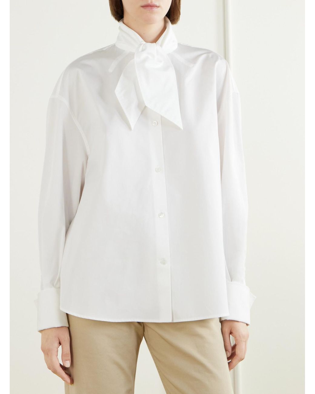 Marni White Scarf-Detailed Cotton-Poplin Shirt