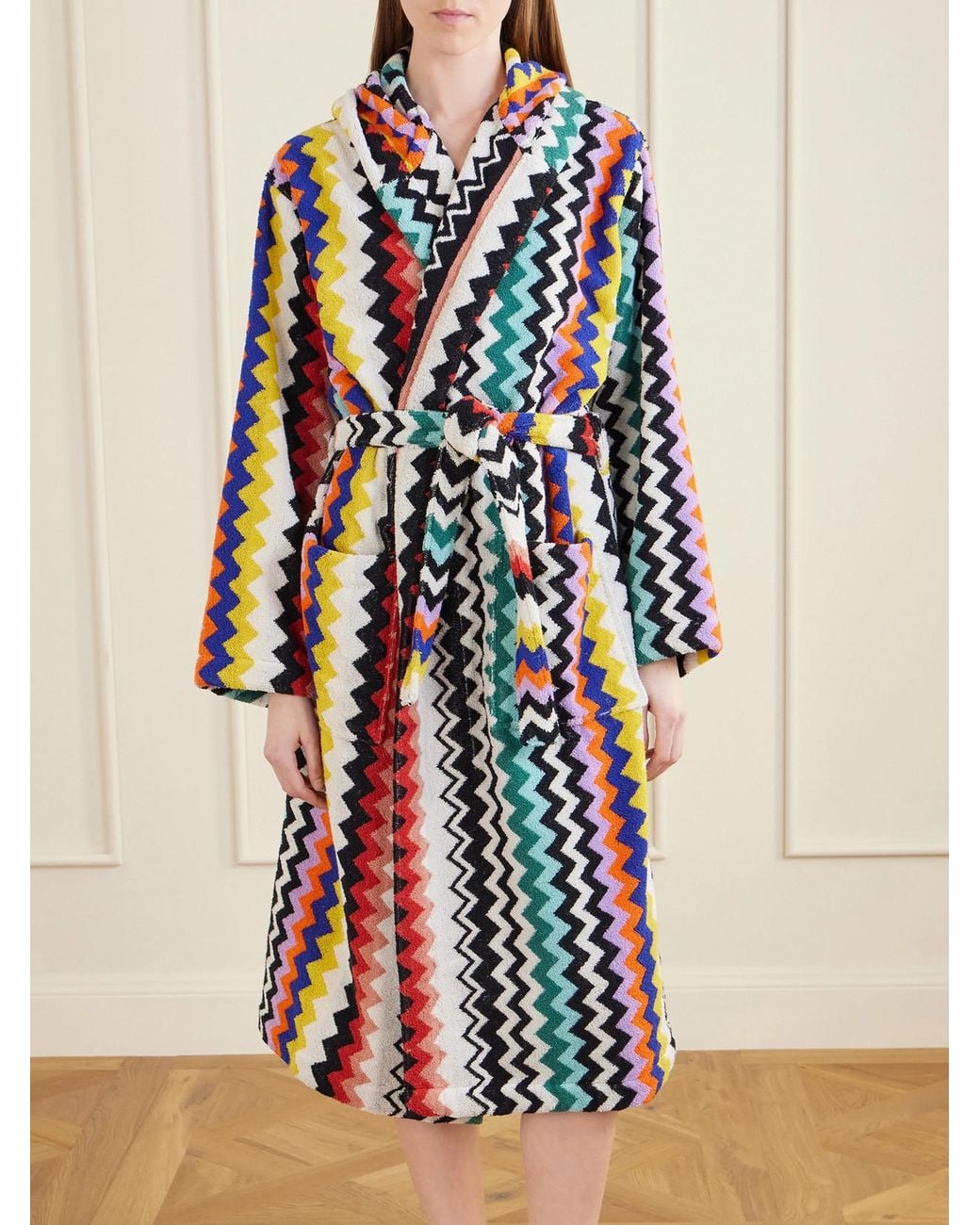 Missoni White Hooded Striped Cotton-Terry Robe