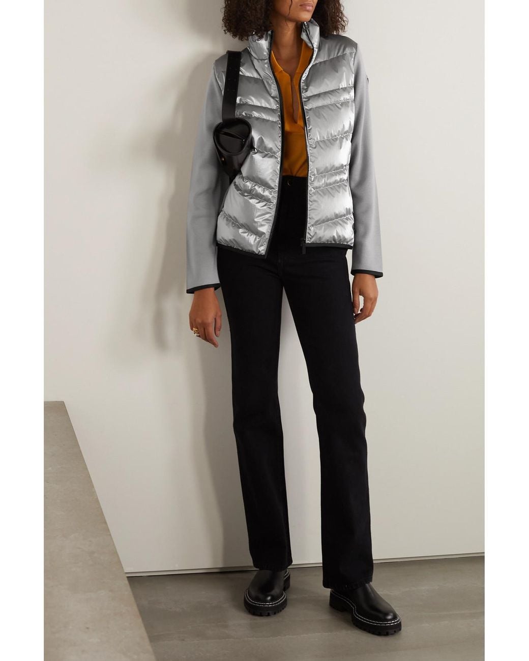 Moncler Gray Paneled Wool-Blend And Quilted Shell Down Jacket