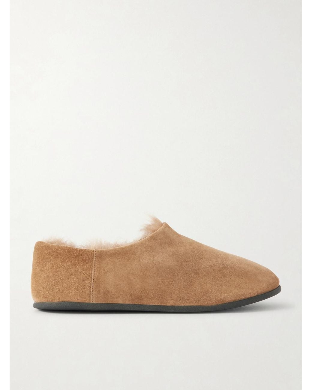 Christen White Big Bootie Shearling-Lined Suede Slippers