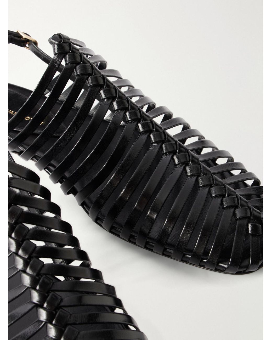 Dries Van Noten Black Leather Braided Ballet Flats