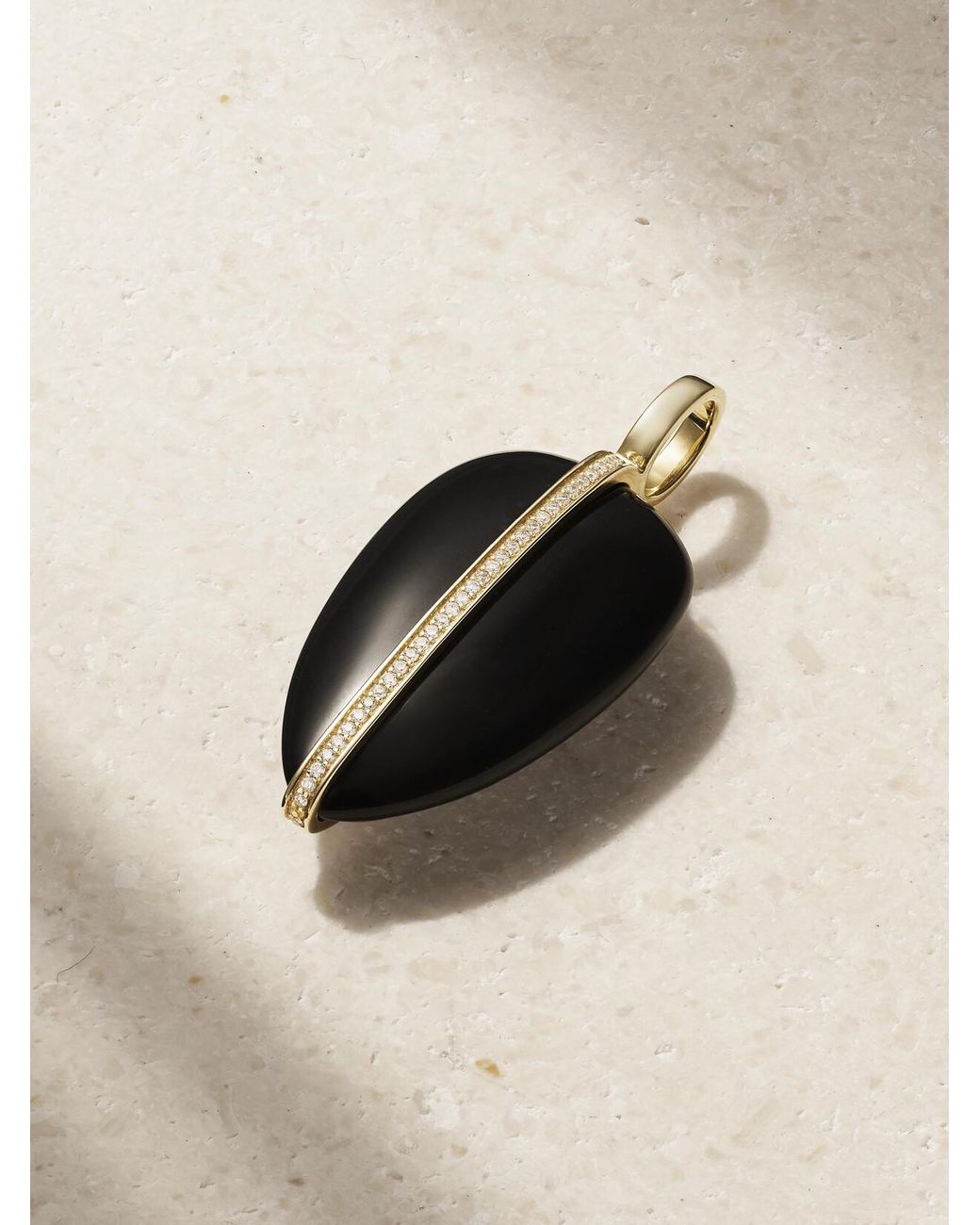 BY PARIAH Natural Net Sustain Pebble 14-Karat Recycled, Onyx And Diamond Pendant