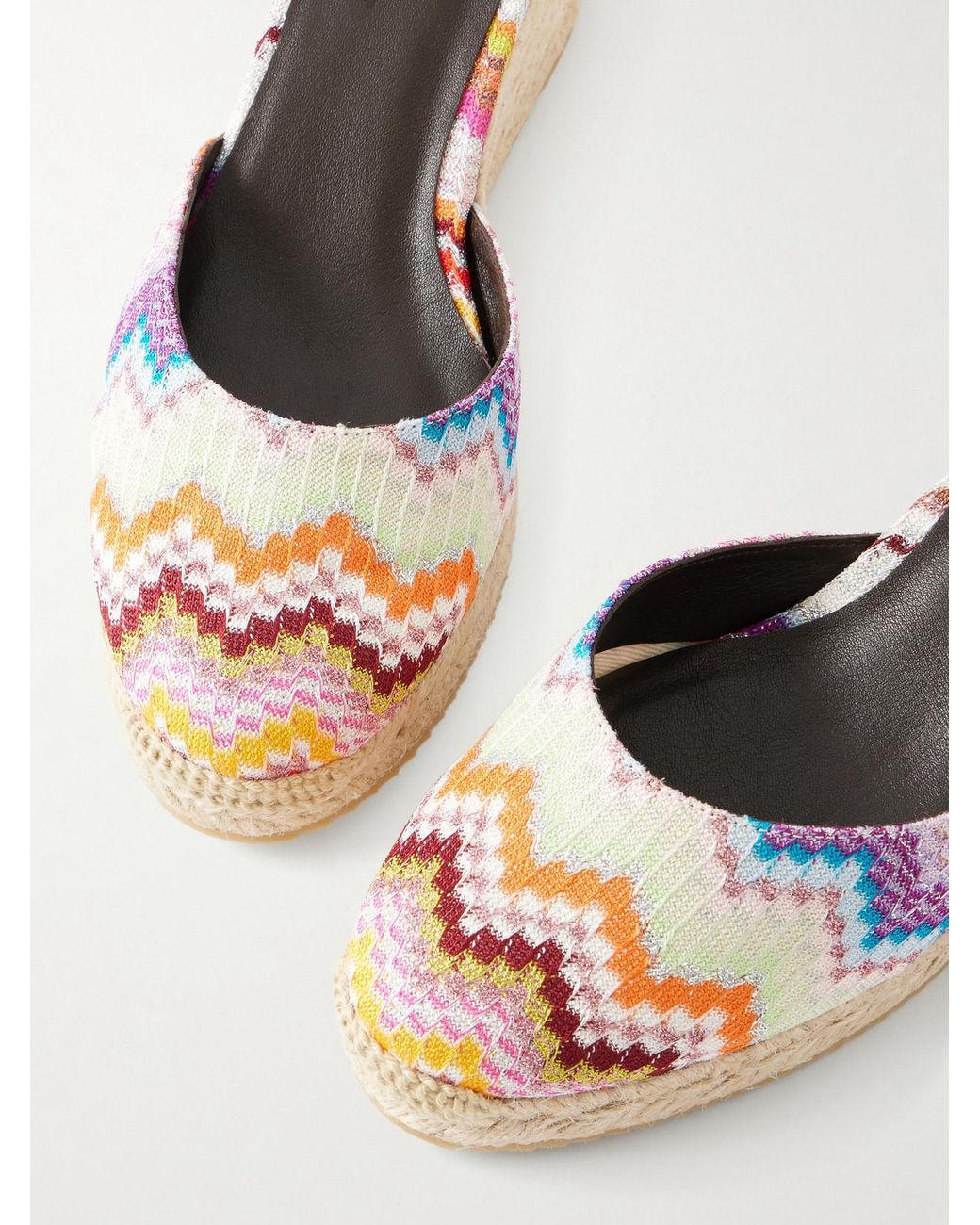 Missoni Natural Eva 60 Striped Woven Wedge Sandals