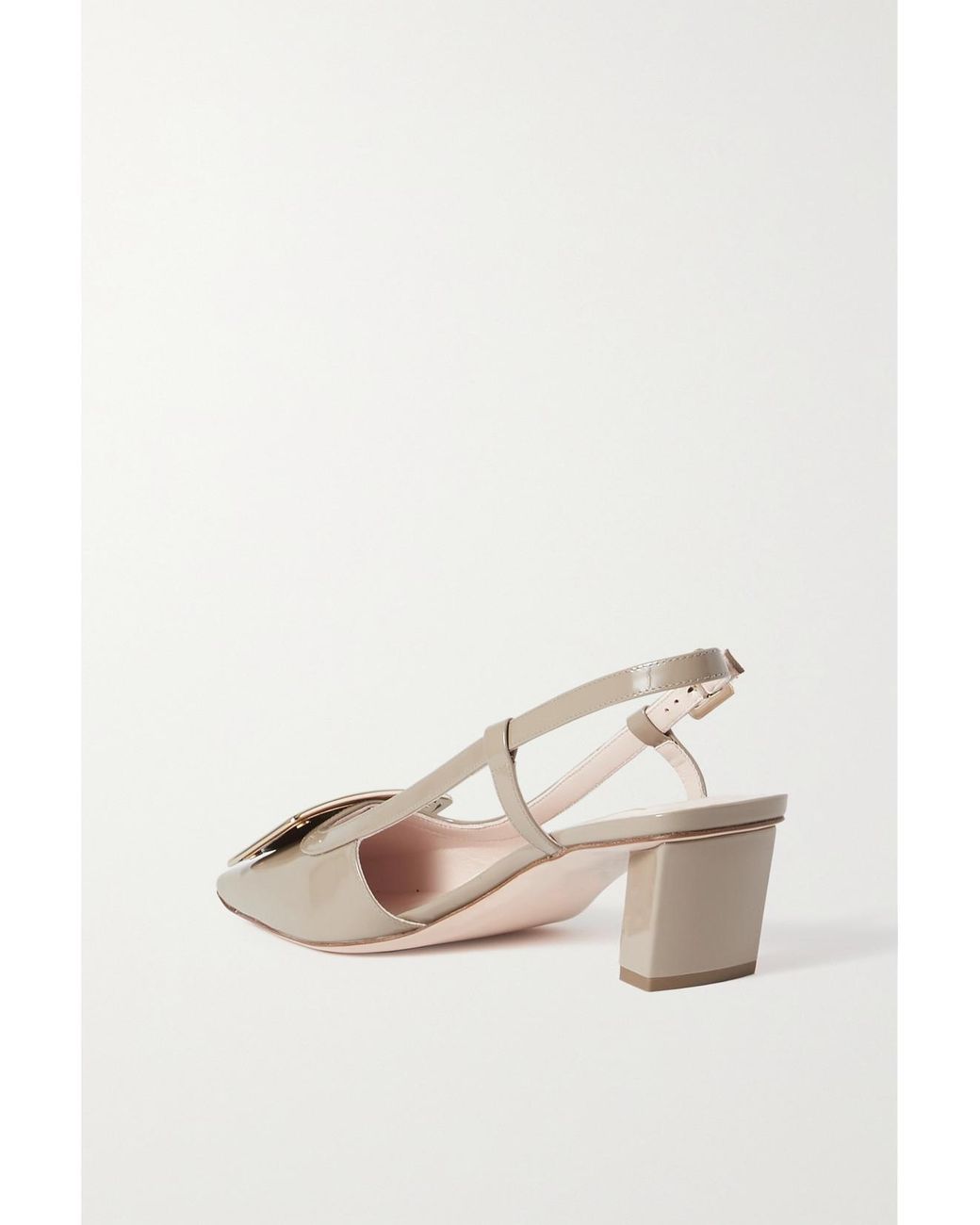 Roger Vivier Natural Belle Vivier 45 Patent-Leather Slingback Pumps