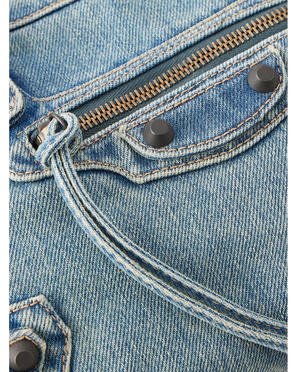 Balenciaga Blue Le City Small Embellished Denim Shoulder Bag